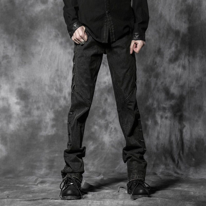 K-180 black Long Punk Pants For Men With Competitive Price