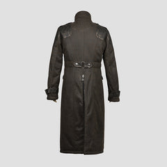 Y-480 Military Bronze Long Sleeve Punk Trench Coat With Metal Buttons