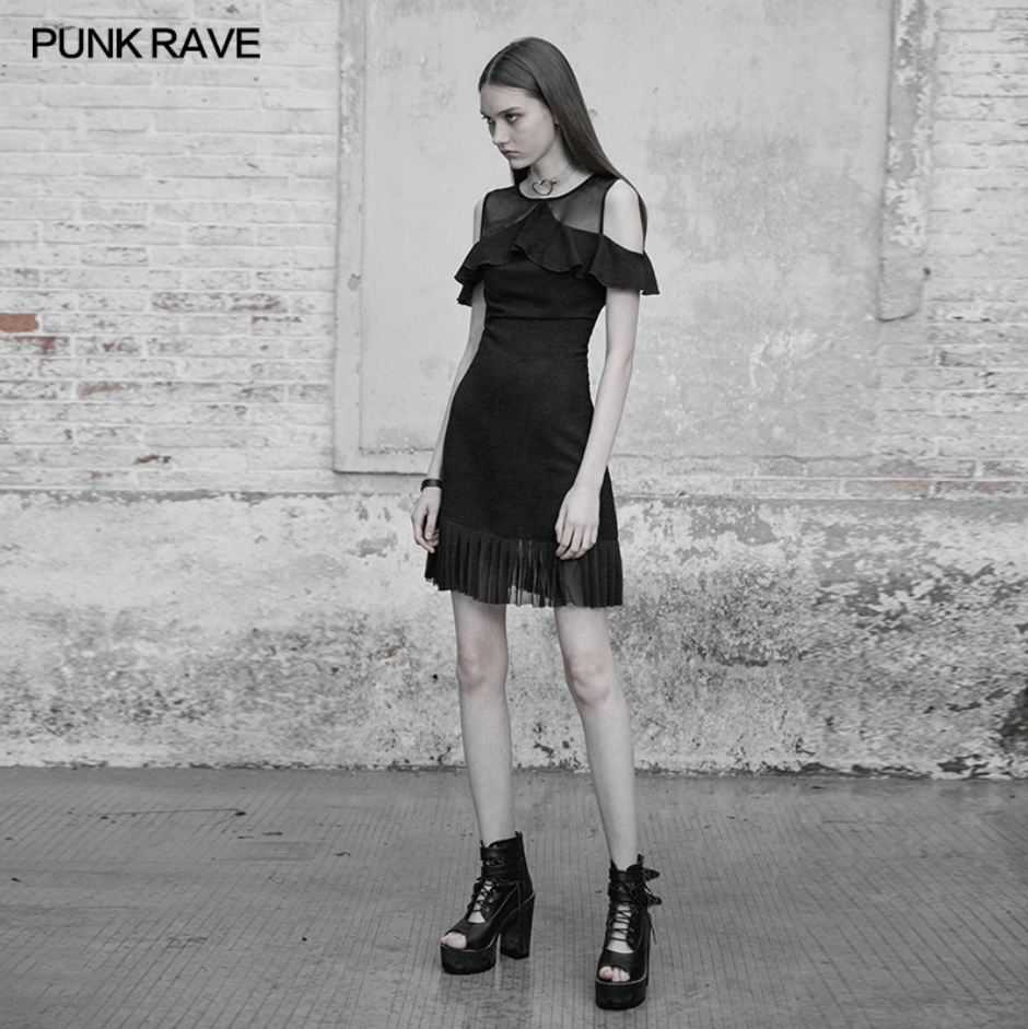 OPQ-336LQF Punk Rave Mesh stitching chiffon short dress