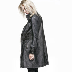 Y-551 black Long Sleeve Rivets Studded Punk Jacket With High Collar?-??Punk Rave Clothing