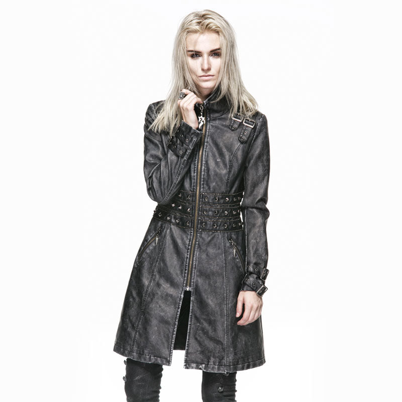Y-551 black Long Sleeve Rivets Studded Punk Jacket With High Collar?-??Punk Rave Clothing