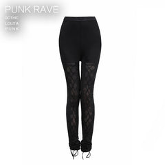 K-187 Fashion Sexy Lady Mesh Knit Laciness Punk Pants Legging