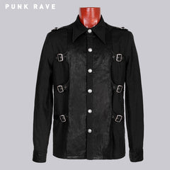 Y-563 Casual Denim Cheap Camo Long Sleeve Punk Shirts For Men?-??Punk Rave Clothing