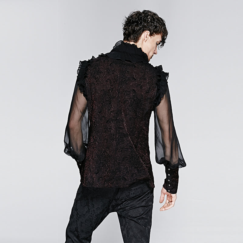 Y-577 Gorgeous Falbala Gothic Shirt With High Collar?-??Punk Rave Clothing