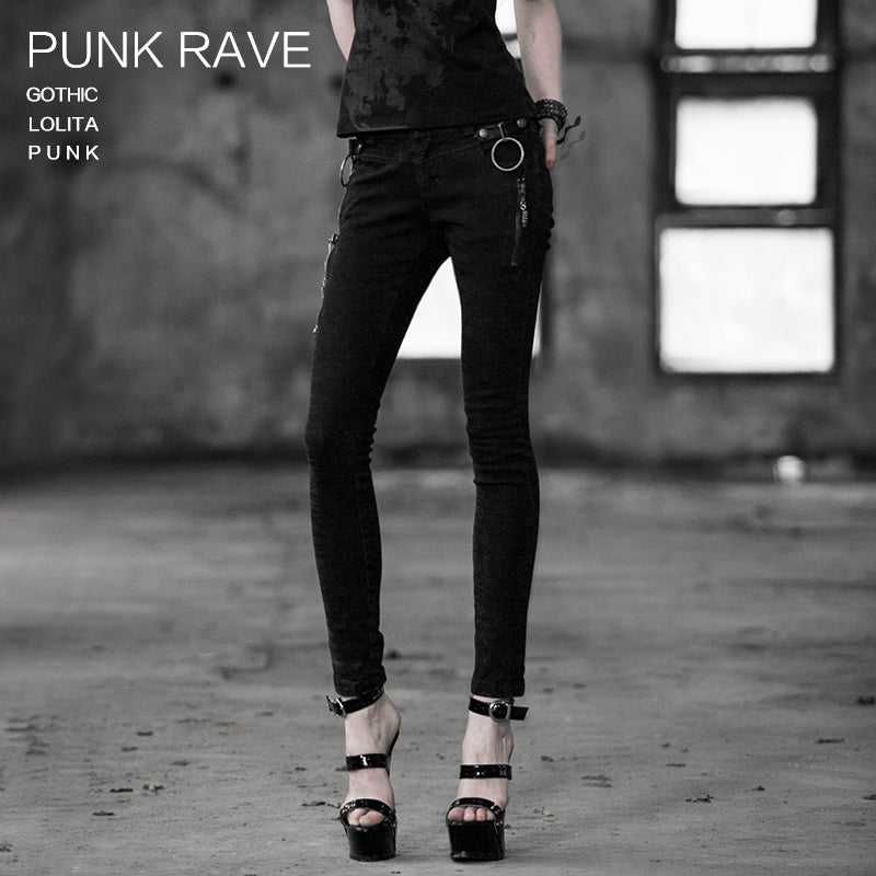 K-189 black Sexy Slim Long Punk Pants