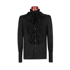 Y-597 black Bubble Long Sleeve Gothic Shirt With Lace High Collar