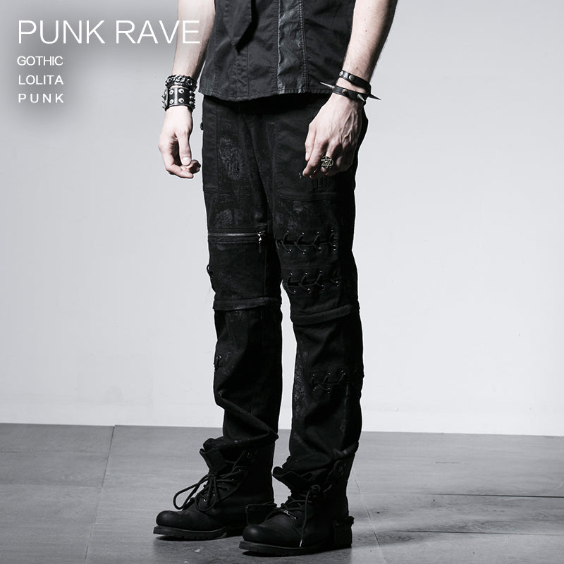 K-191 For Men black Rock Metal Skull Slimming Punk Pants