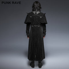 Y-636 Military black Leather Long Gothic Trench Coats With Belts