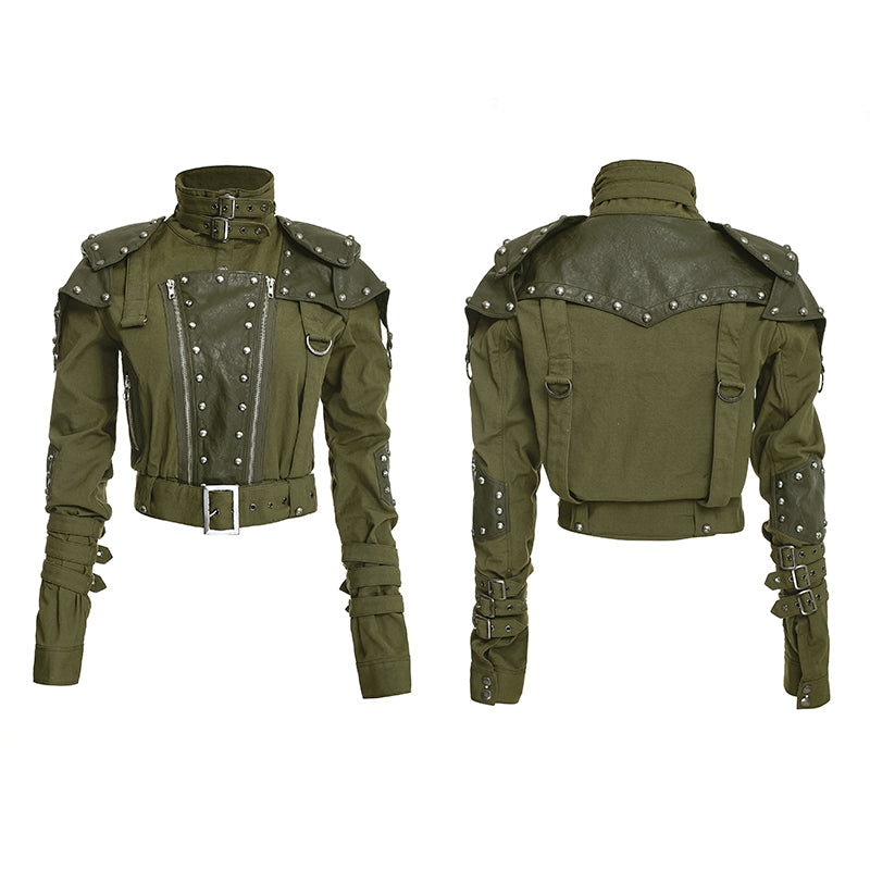 Y-665 Cool Military Short Punk Jacket With High Collar