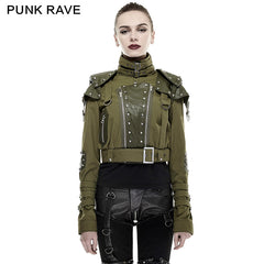 Y-665 Cool Military Short Punk Jacket With High Collar