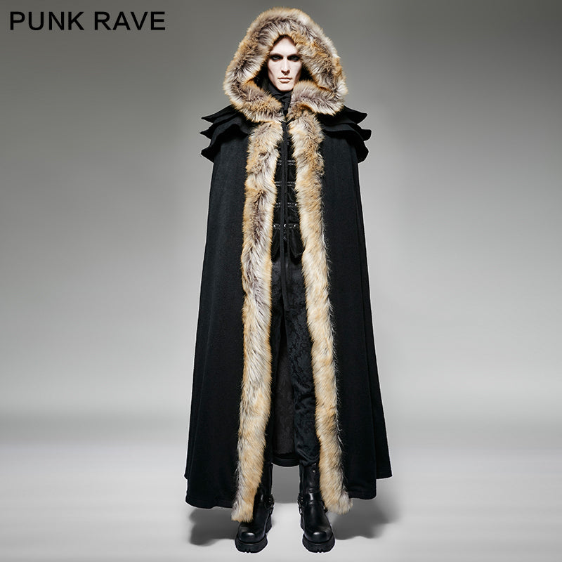 Y-673 Long Cloak Gothic Trench Coats With Excellent Wool Collar