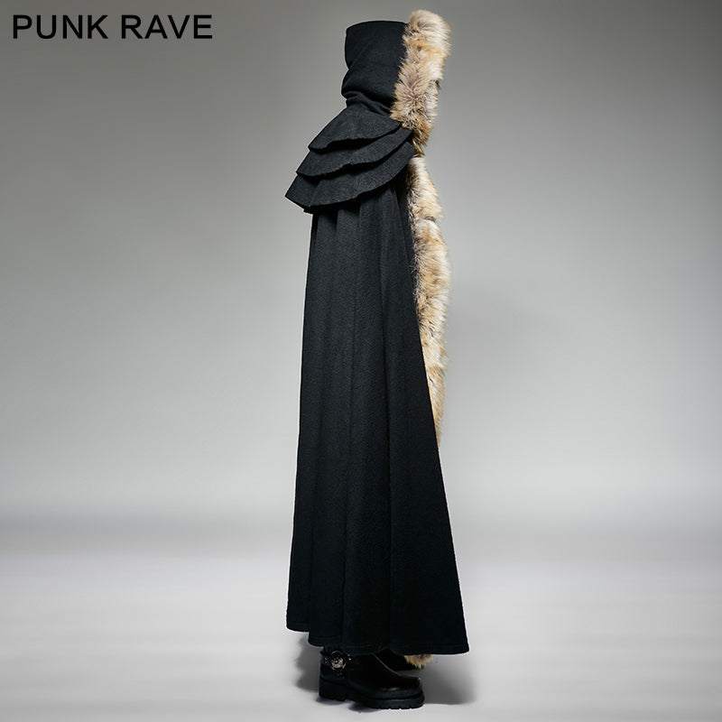 Y-673 Long Cloak Gothic Trench Coats With Excellent Wool Collar