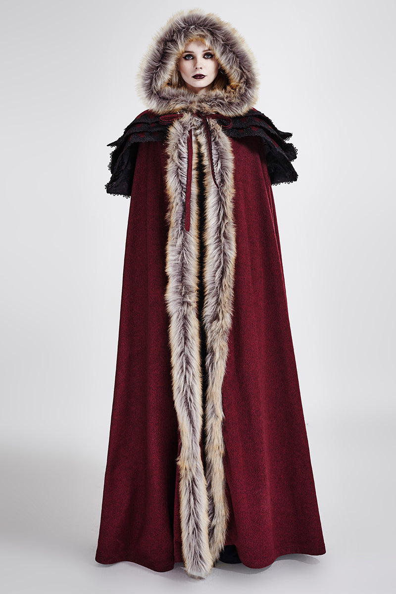 Y-673 Long Cloak Gothic Trench Coats With Excellent Wool Collar