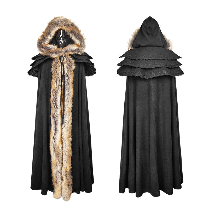 Y-673 Long Cloak Gothic Trench Coats With Excellent Wool Collar