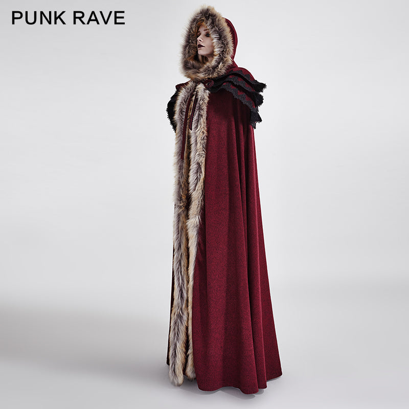 Y-673 Long Cloak Gothic Trench Coats With Excellent Wool Collar