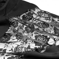 Y-683 black Long Wide Sleeves Gothic Shirt With Roses Lace Back -  Punk Rave Clothing