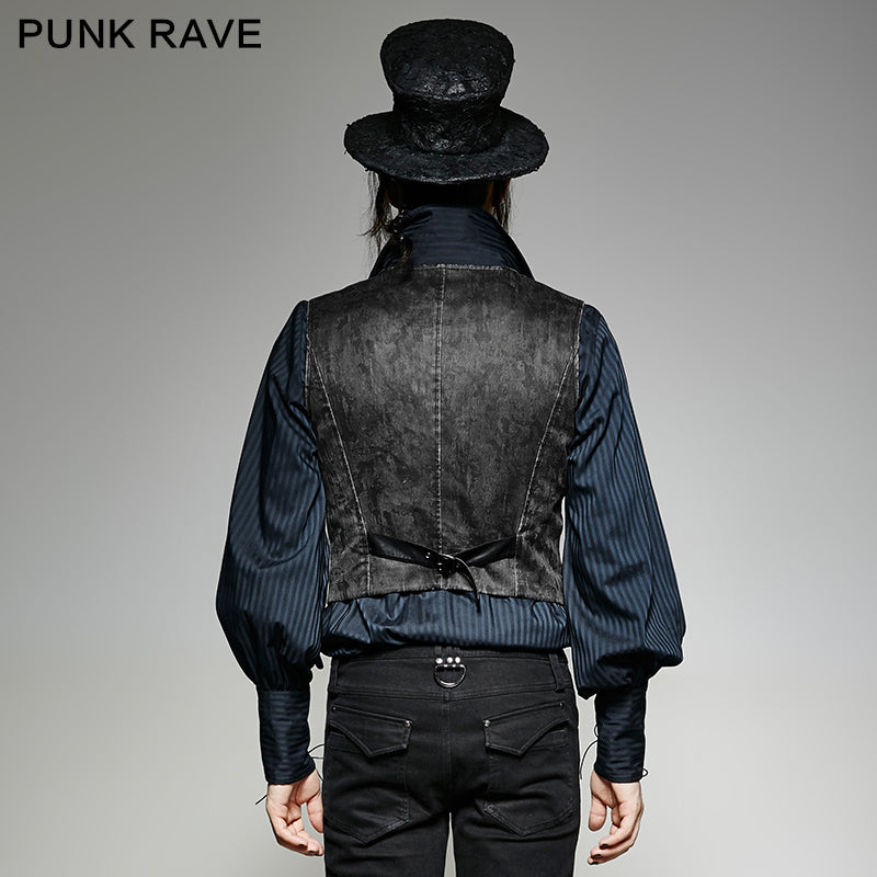 Y-718 V Collar Punk Vest With Metal Carving Buttons In The Front?-??Punk Rave Clothing