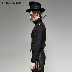 Y-718 V Collar Punk Vest With Metal Carving Buttons In The Front?-??Punk Rave Clothing