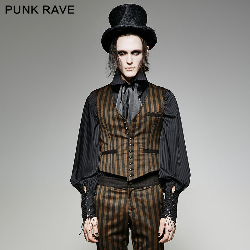 Y-718 V Collar Punk Vest With Metal Carving Buttons In The Front?-??Punk Rave Clothing