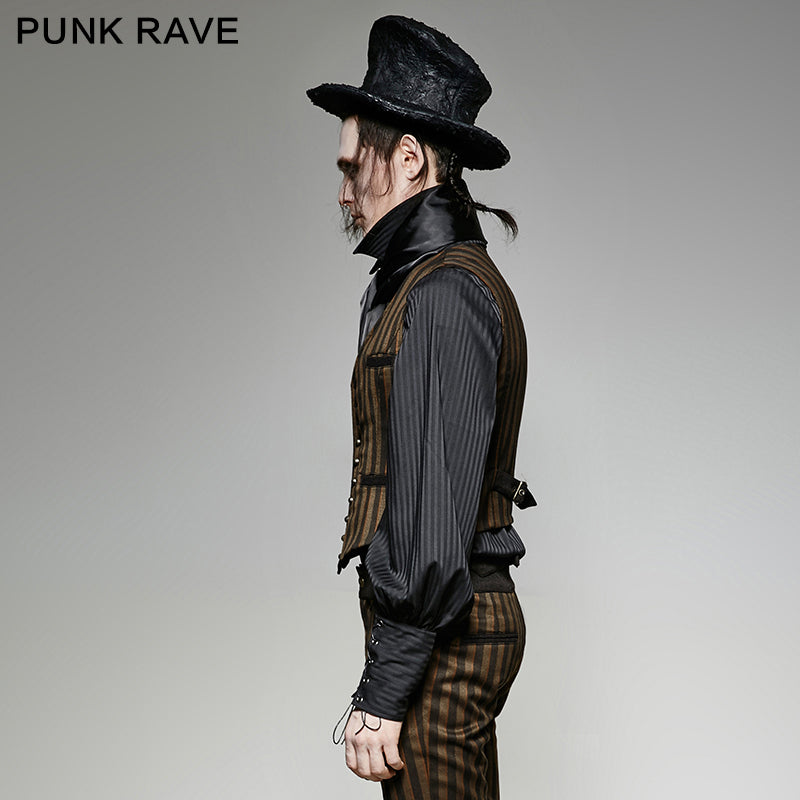 Y-718 V Collar Punk Vest With Metal Carving Buttons In The Front?-??Punk Rave Clothing