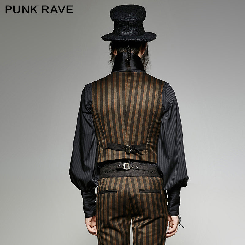 Y-718 V Collar Punk Vest With Metal Carving Buttons In The Front?-??Punk Rave Clothing