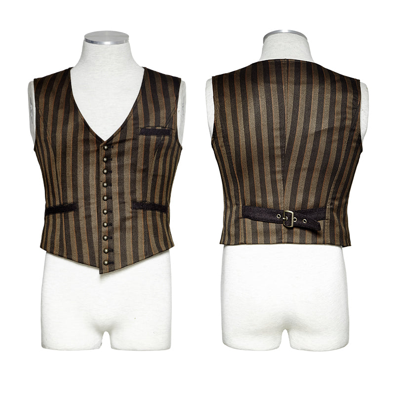 Y-718 V Collar Punk Vest With Metal Carving Buttons In The Front?-??Punk Rave Clothing