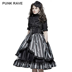 LQ-078 New Design black Butterfly Stripe Lovely Canvas Lolita Style Gothic Skirt