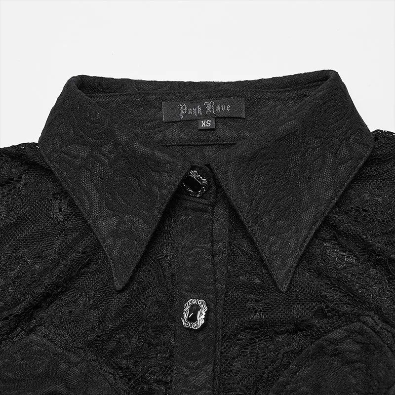 Wholesale Exquisite Dark Balloon Sleeve WY-1580CCF Gothic Lace Shirt?-??Punk Rave Clothing