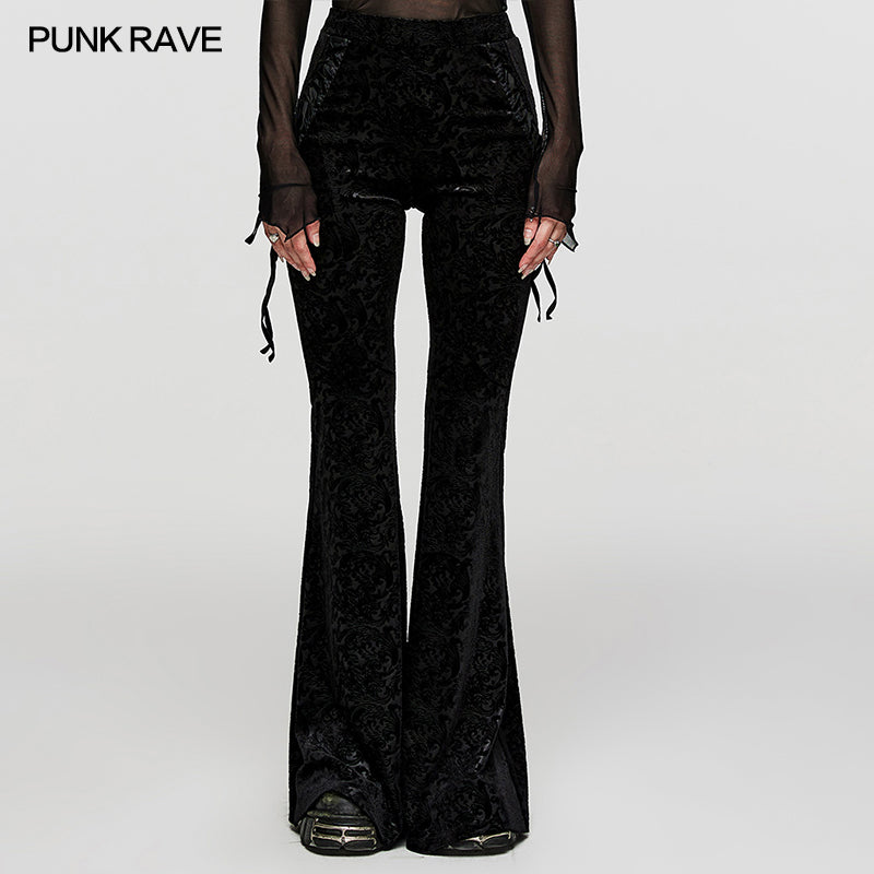 DK-567XCF Goth Dark Texture Jacquard Flare Pants