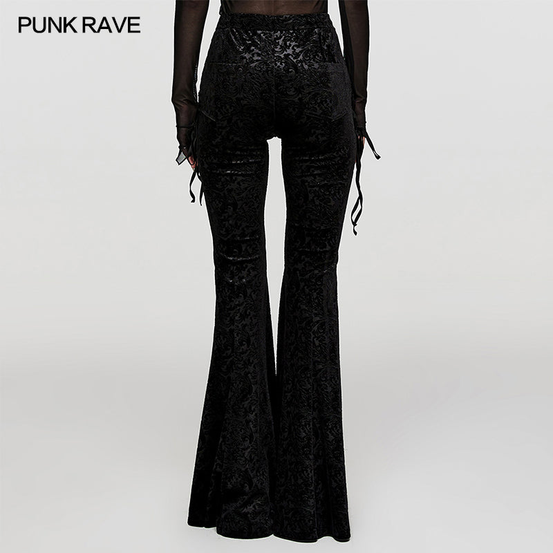 DK-567XCF Goth Dark Texture Jacquard Flare Pants