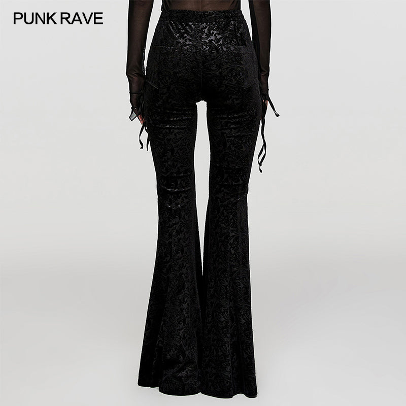 DK-567XCF Goth Dark Texture Jacquard Flare Pants?-??Punk Rave Clothing