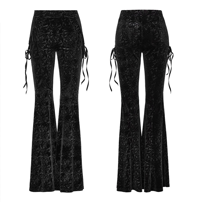 DK-567XCF Goth Dark Texture Jacquard Flare Pants