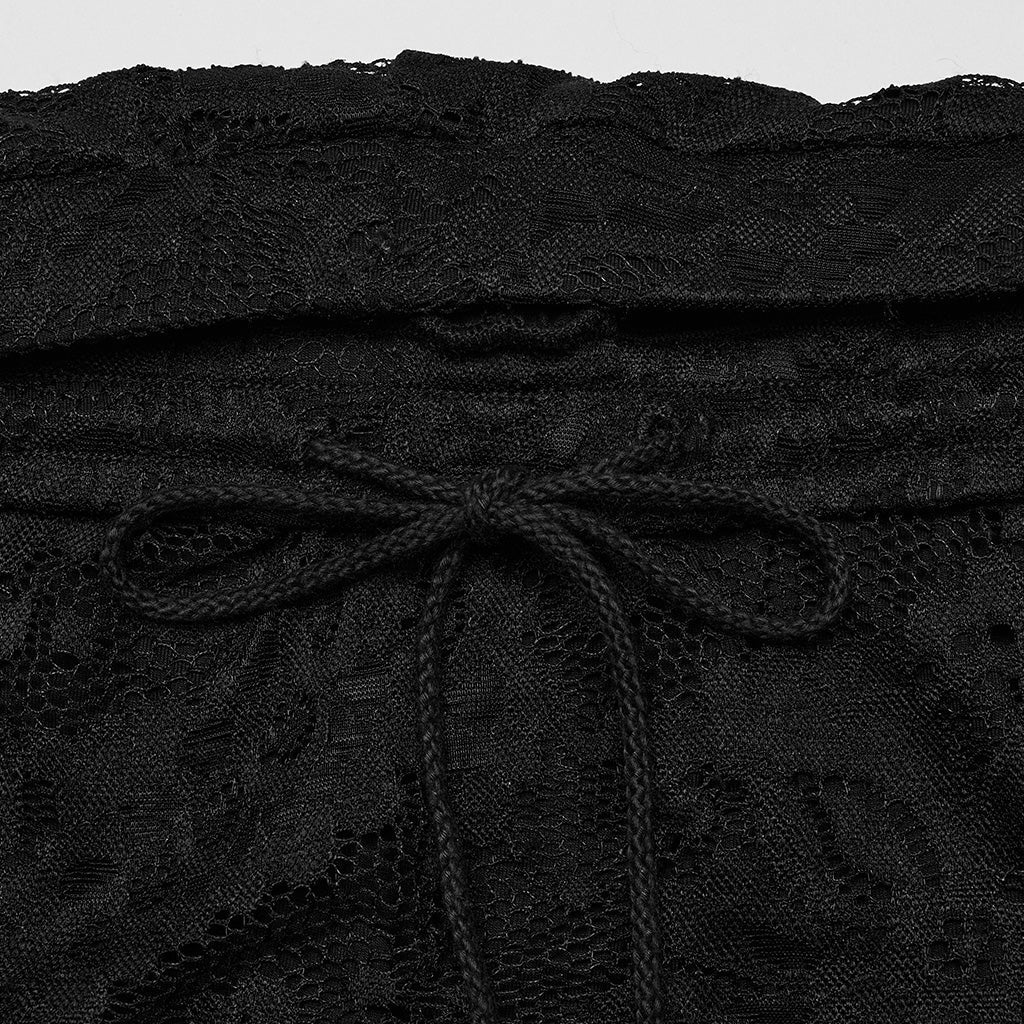 WK-610XCF Elegant Lace Flare Gothic Pants with Fringe Detailing?-??Punk Rave Clothing