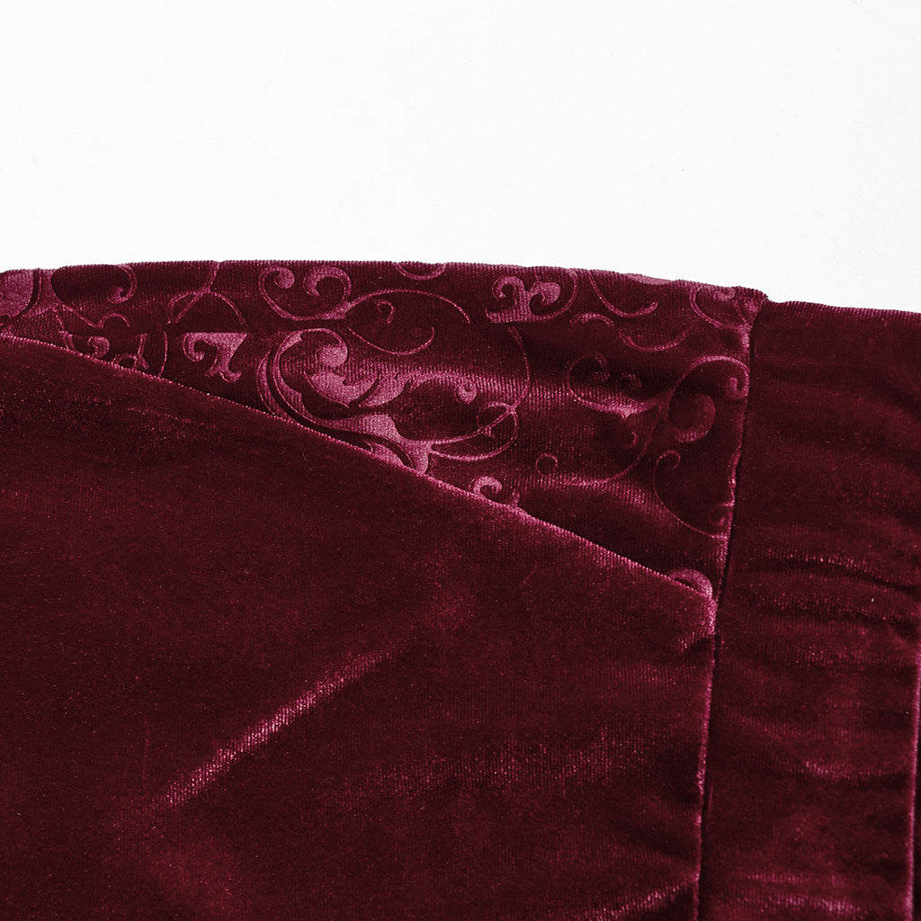 DK-640XCF Velvet Flared Gothic Pants With Embroidered Side Panels?-??Punk Rave Clothing