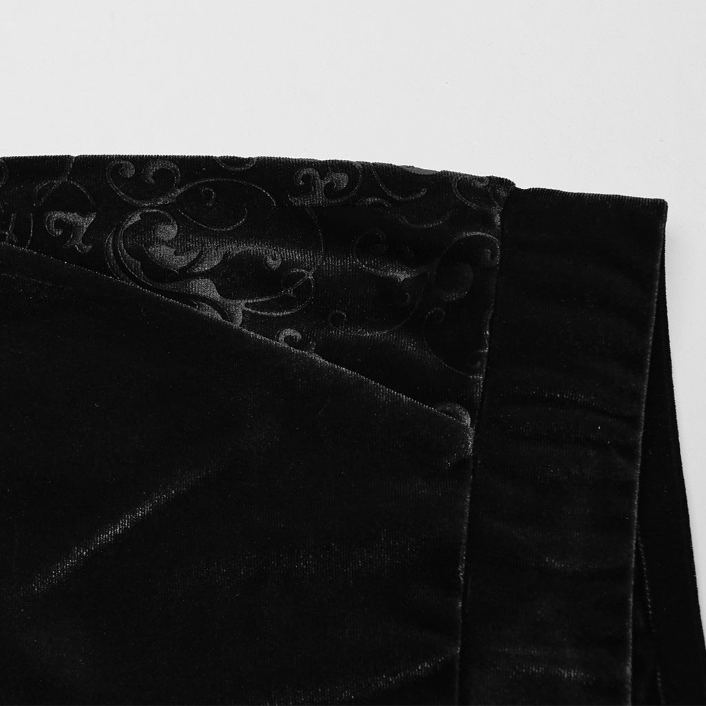 DK-640XCF Velvet Flared Gothic Pants With Embroidered Side Panels?-??Punk Rave Clothing