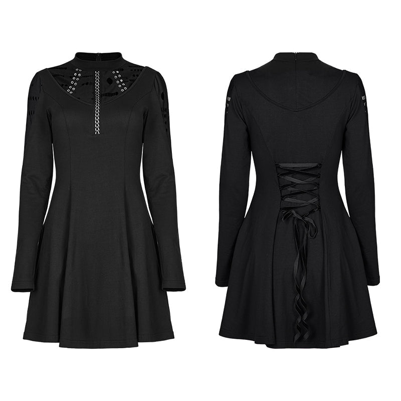 DQ-581LQF Goth long sleeve daily wear dress