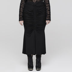 DQ-635BQF Gothic Skirt Maxi Ruched Black Mystic Eveningwear