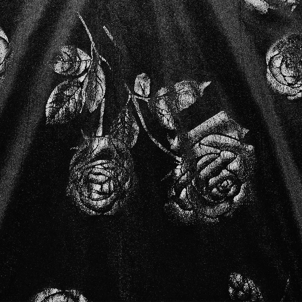 DQ-688LQF Gothic Floral Buckle Halter Black Sleeveless Midi Dress?-??Punk Rave Clothing