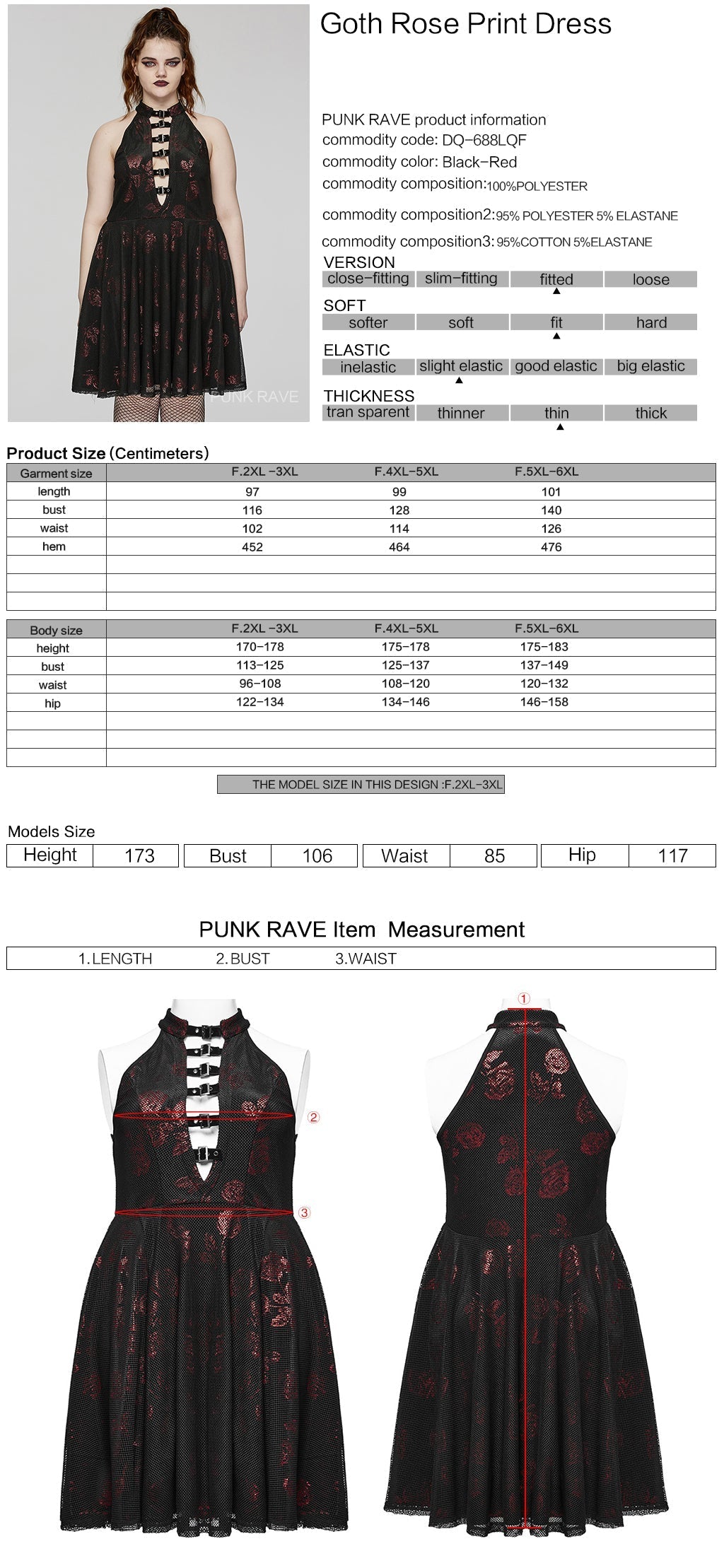 DQ-688LQF Gothic Floral Buckle Halter Black Sleeveless Midi Dress?-??Punk Rave Clothing