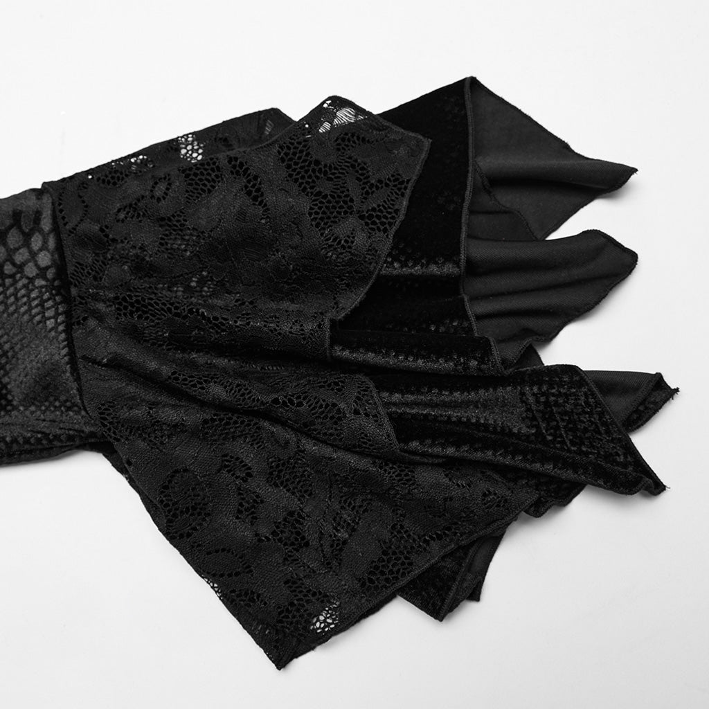 DQ-722LQF Elegant Black Gothic Lace Long-Sleeve Dress?-??Punk Rave Clothing