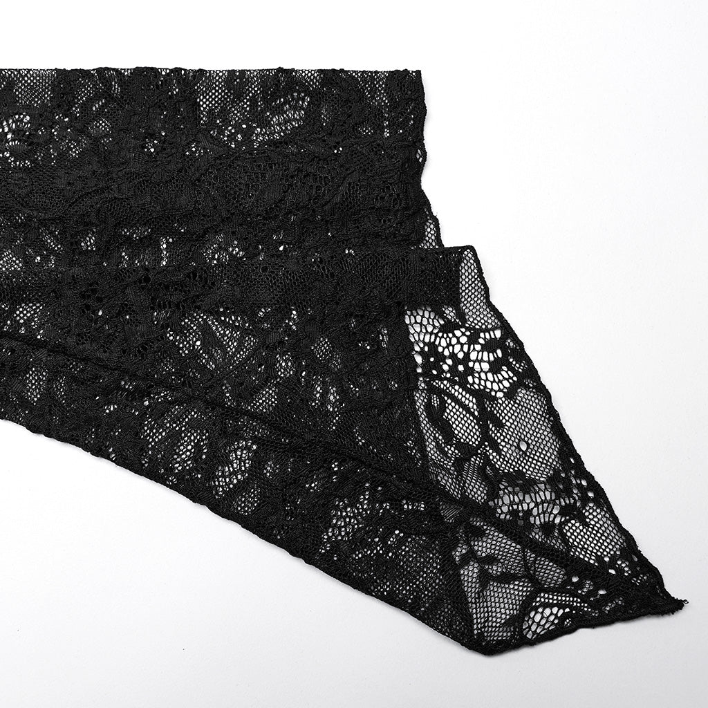 DQ-723LQF Elegant Lace Gothic Dress Long Sleeve Black Evening Gown?-??Punk Rave Clothing
