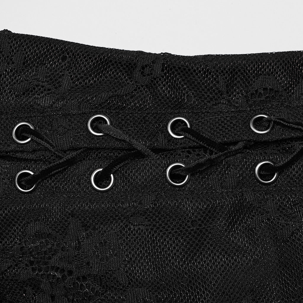 DQ-725LQF Elegant Gothic Dress Sheer Black Lace Long Sleeve?-??Punk Rave Clothing