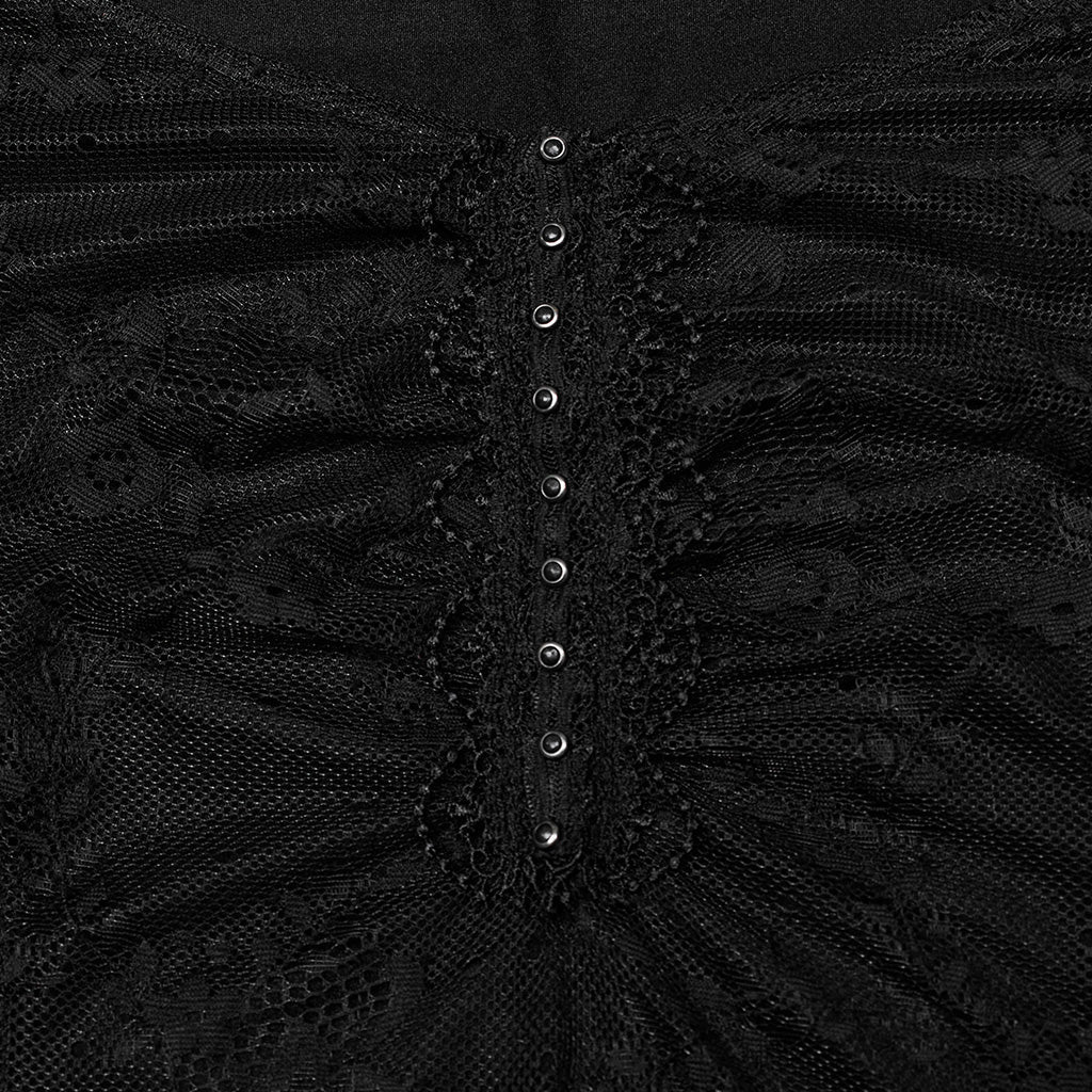 DQ-725LQF Elegant Gothic Dress Sheer Black Lace Long Sleeve?-??Punk Rave Clothing