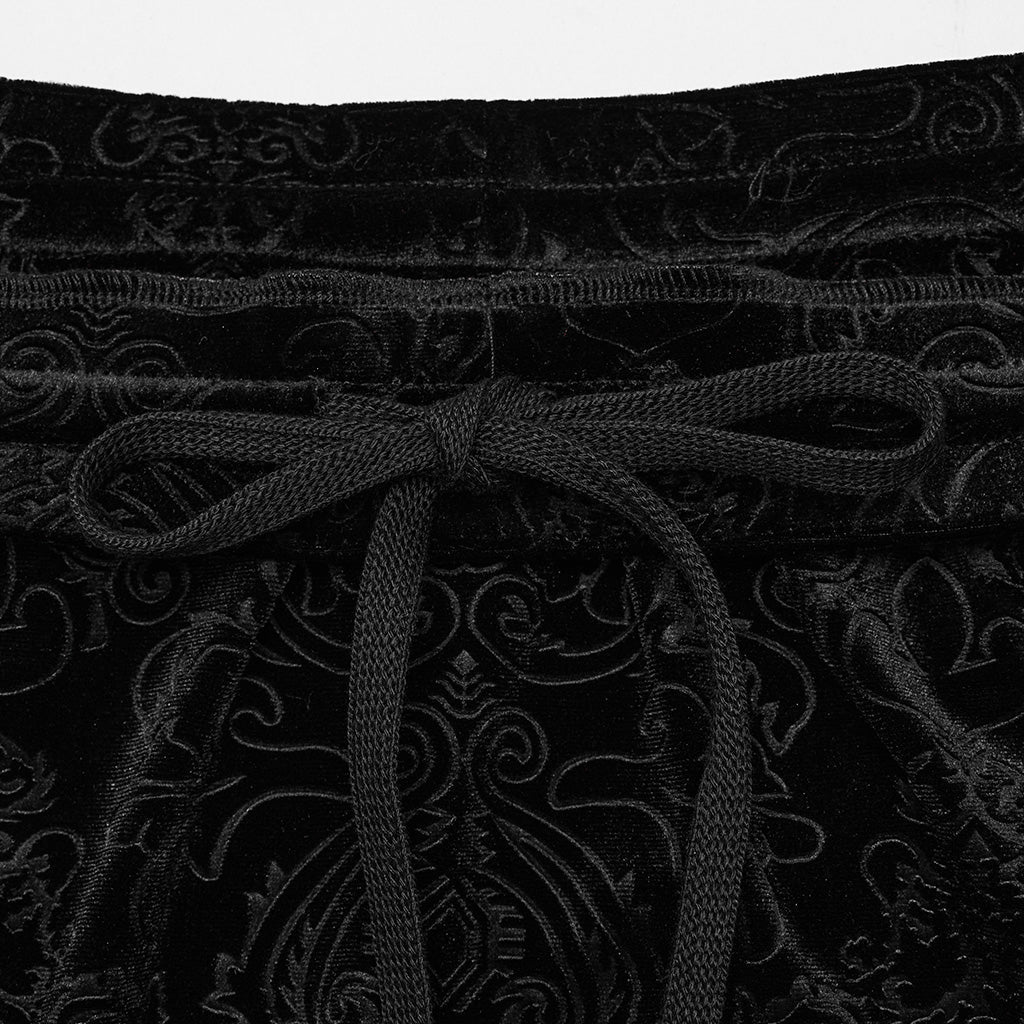 DQ-727BQF Gothic Lace Embossed Velvet Fishtail Skirt With Ruffles?-??Punk Rave Clothing