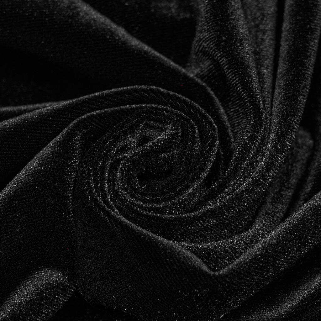 DQ-728BQF Velvet Gothic Skirt with Lace Panel and Ruffled Design?-??Punk Rave Clothing