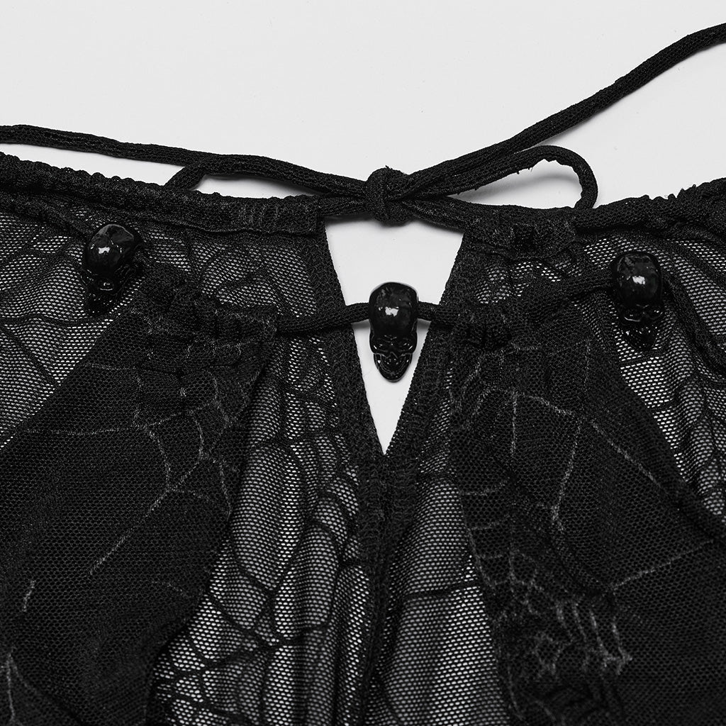 DQ-738LQF Elegant Gothic Lace Long Dress with Sheer Sleeves?-??Punk Rave Clothing
