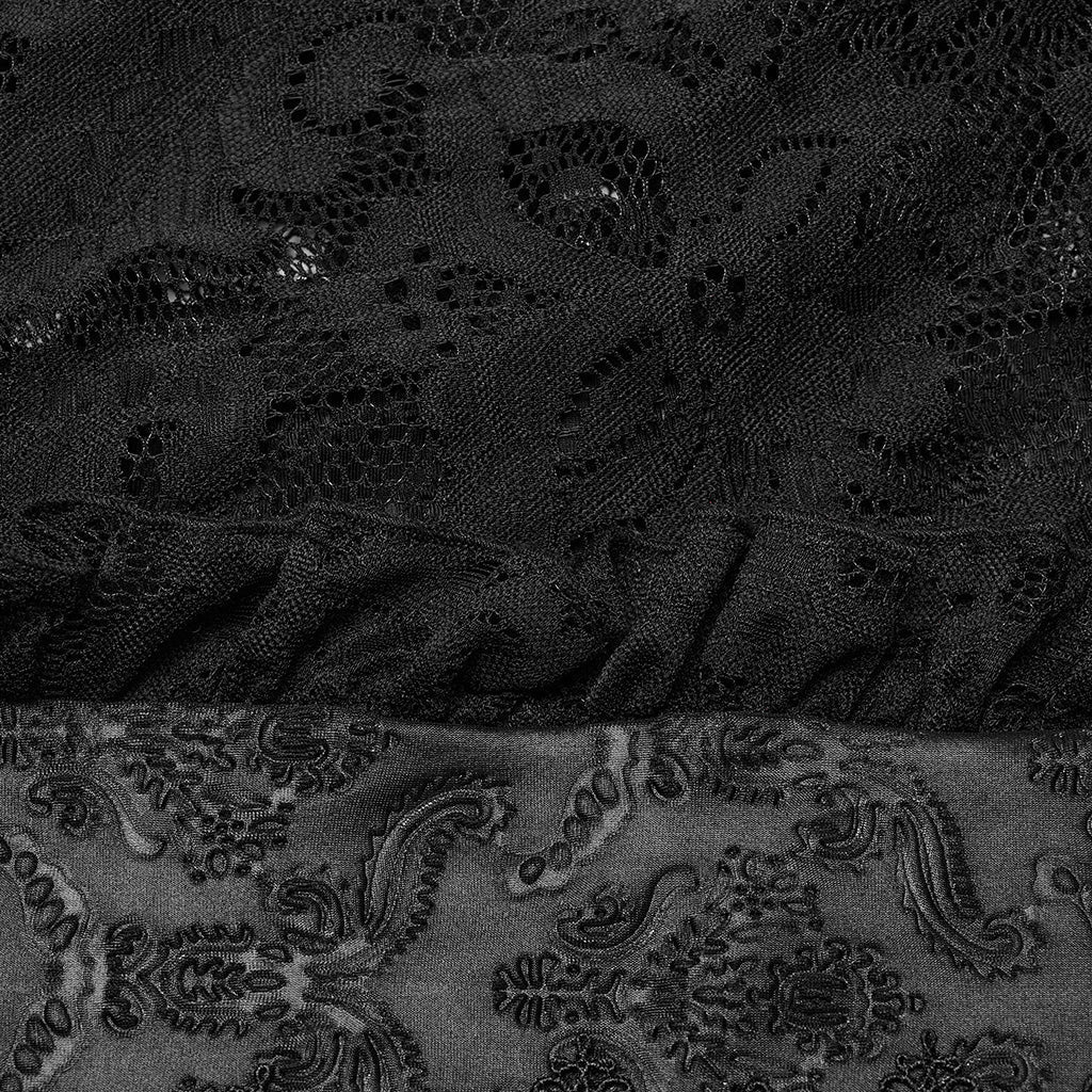 DQ-744BQF Gothic Lace Overlay Asymmetrical Maxi Skirt?-??Punk Rave Clothing
