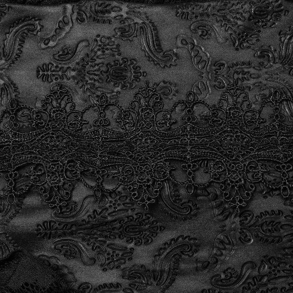 DQ-744BQF Gothic Lace Overlay Asymmetrical Maxi Skirt?-??Punk Rave Clothing