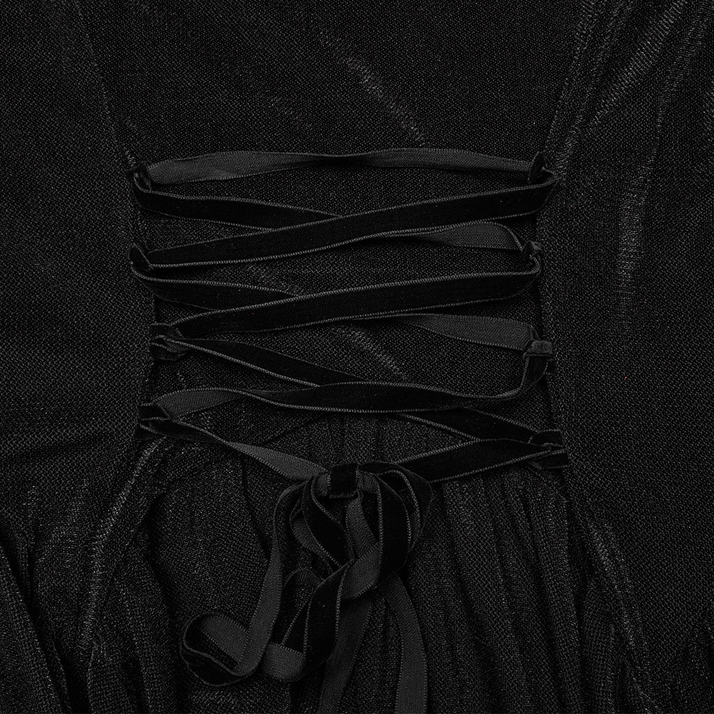 DQ-749LQF Elegant Gothic Dress with Irregular Hemline and Cutout Shoulders?-??Punk Rave Clothing