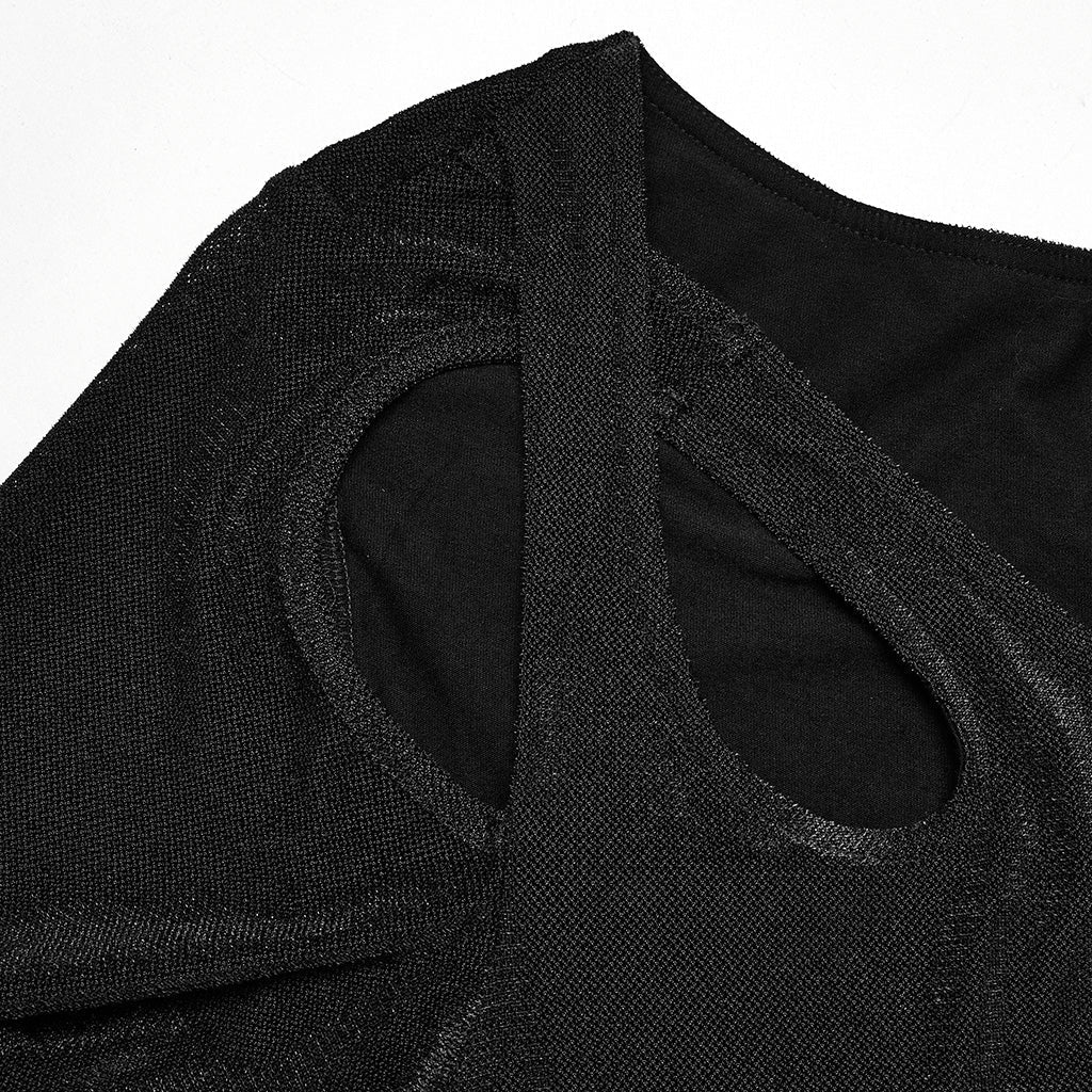 DQ-749LQF Elegant Gothic Dress with Irregular Hemline and Cutout Shoulders?-??Punk Rave Clothing